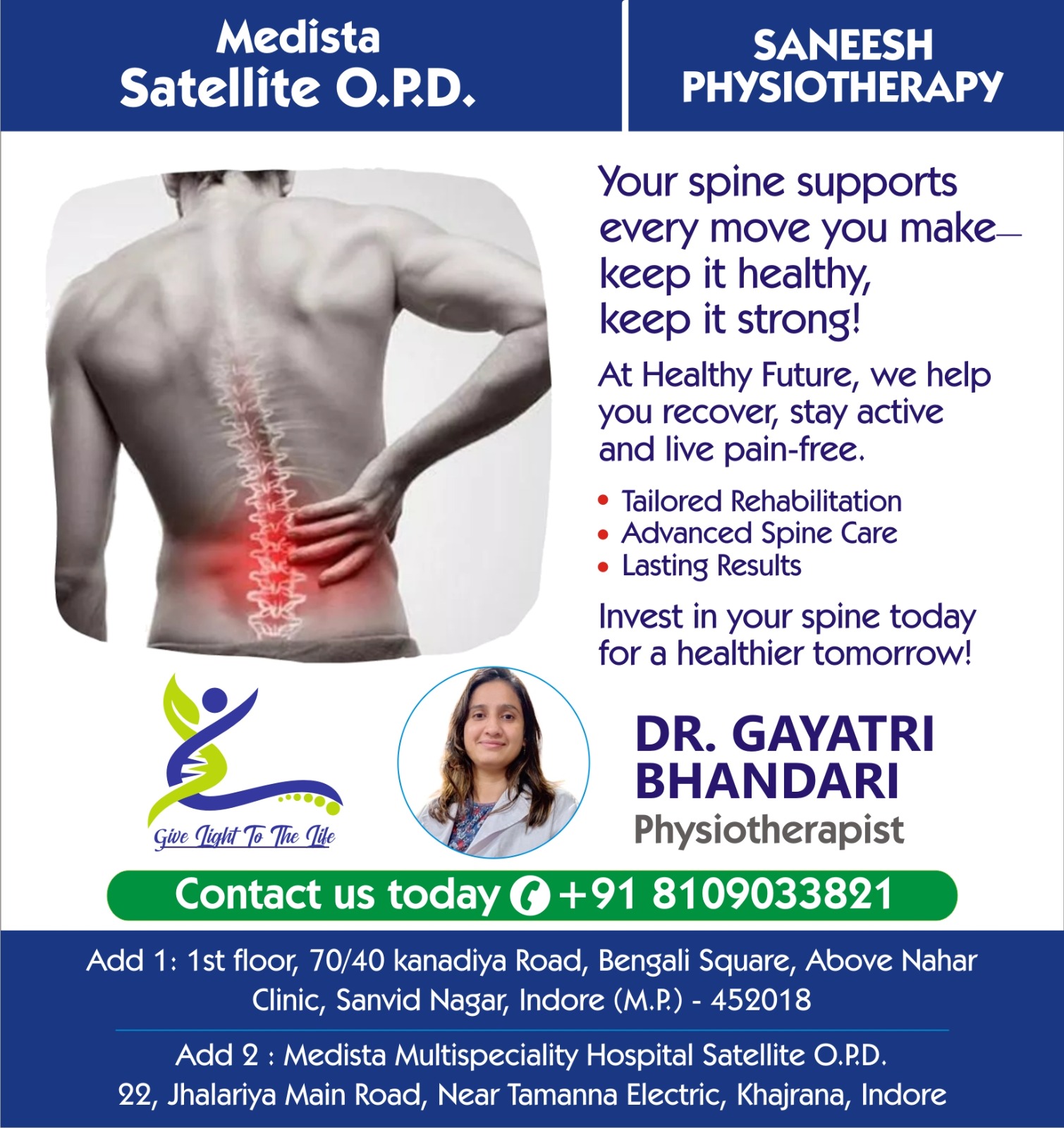 Best Physiotherapy for Spine Issues In Bengali Square Indore