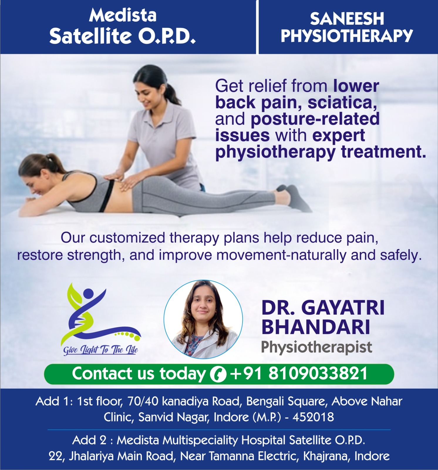 Back Pain Physiotherapy Center in Indore 